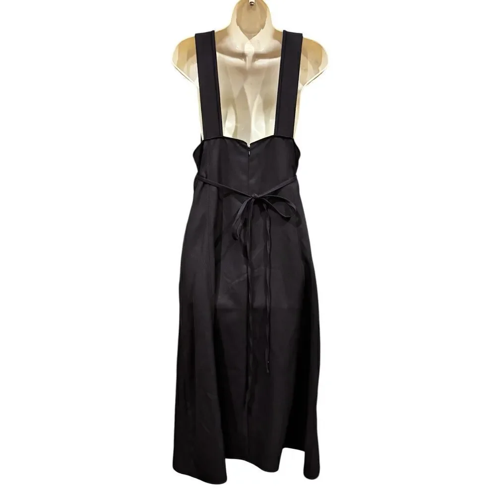 PLAN C Ruffle Midi Dress in Navy Black NWT Size 40/ US size 2/4